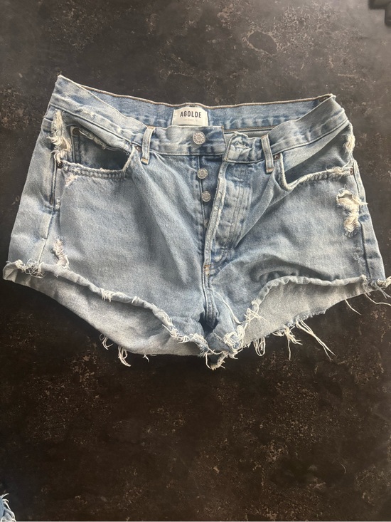 Agolde Pants - Agolde Light Wash Distressed High-Rise Denim Shorts